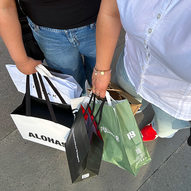 Picture of two people holding shopping bags