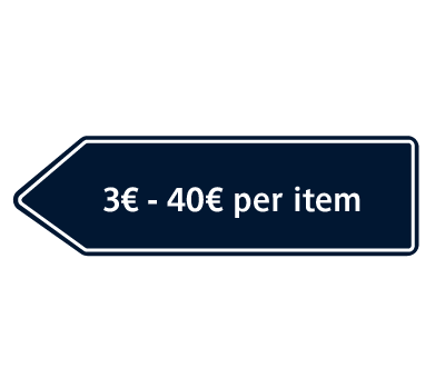 Dark blue and white signage behind text