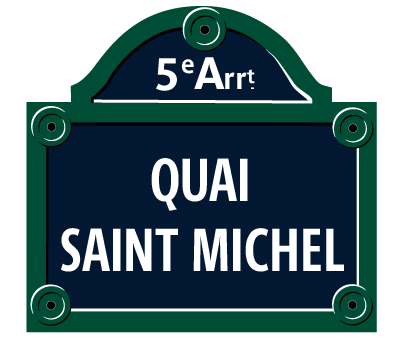 Parisian signage of Quai Saint Michel