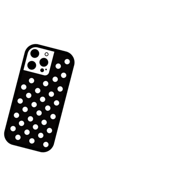polka dot phone case moving from left to right in a loop